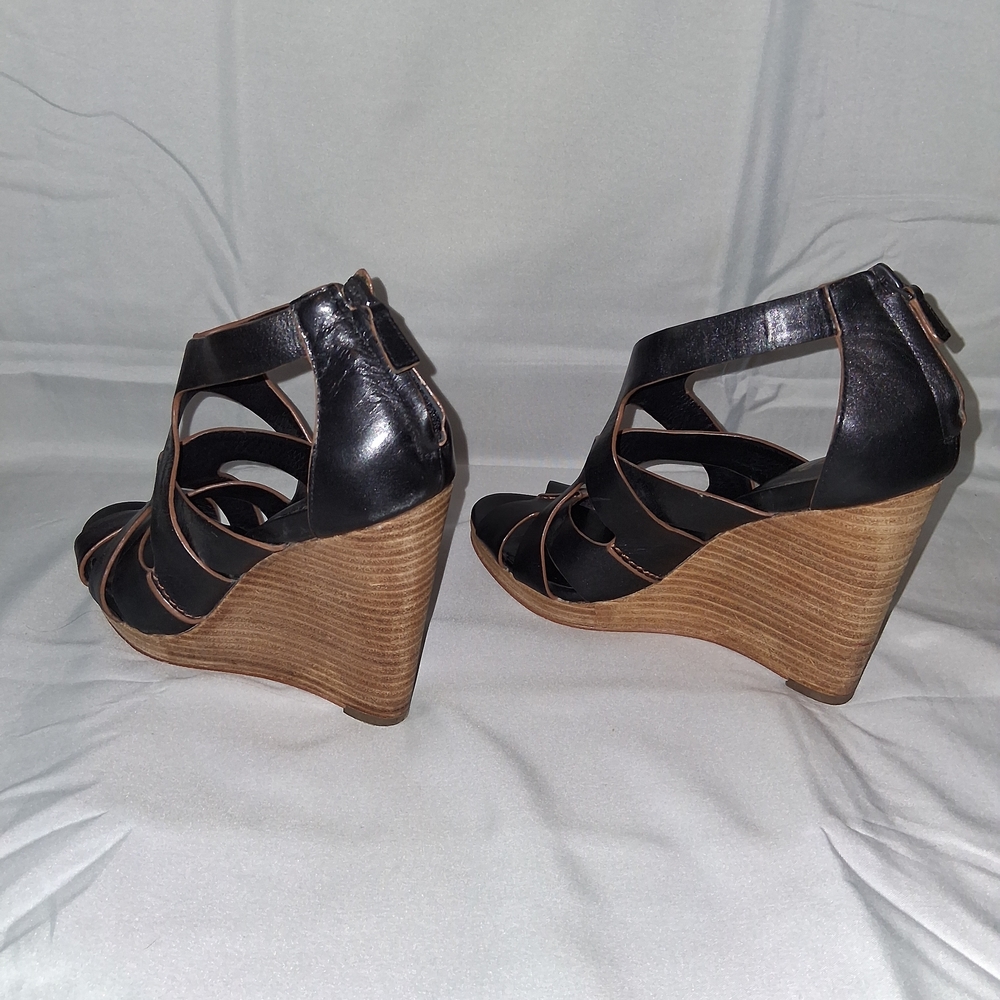 Cole Haan Women's Black and Brown Leather Wedges